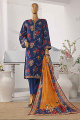 Bin Saeed Stitched 3 Piece Exclusive Printed Lawn Vol-05 Collection-SM-1430-Blue
