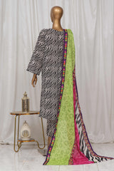 Bin Saeed Stitched 3 Piece Exclusive Printed Lawn Vol-01 Collection-SM-1452-Black