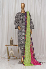 Bin Saeed Stitched 3 Piece Exclusive Printed Lawn Vol-01 Collection-SM-1452-Black