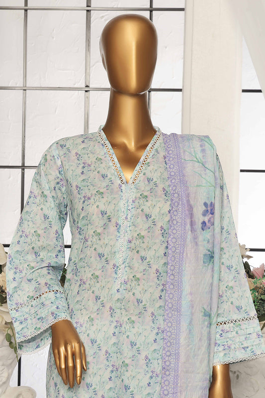 Bin Saeed Stitched 3 Piece Exclusive Printed Lawn Vol-01 Collection-SM-1524-Ferozi