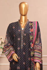 Bin Saeed Stitched 3 Piece Exclusive Emb Lawn Vol-02 Collection-SM-1557-Blue