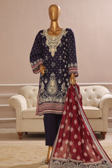 Bin Saeed Stitched 3 Piece Exclusive Emb Lawn Vol-02 Collection-SM-1559-Blue