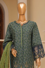 Bin Saeed Stitched 3 Piece Exclusive Emb Lawn Vol-02 Collection-SM-1577-Green