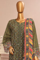 Bin Saeed Stitched 3 Piece Exclusive Emb Lawn Vol-02 Collection-SM-1578-Green