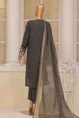 Bin Saeed Stitched 3 Piece Exclusive Emb Lawn Vol-02 Collection-SM-1579-Black