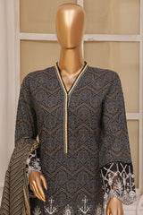 Bin Saeed Stitched 3 Piece Exclusive Emb Lawn Vol-02 Collection-SM-1579-Black