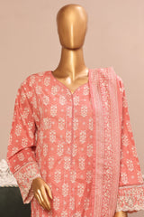 Bin Saeed Stitched 3 Piece Exclusive Emb Lawn Vol-02 Collection-SM-1580-Pink