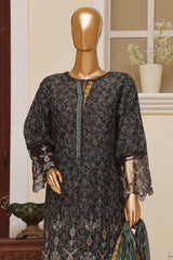 Bin Saeed Stitched 3 Piece Exclusive Emb Lawn Vol-02 Collection-SM-1581-Black