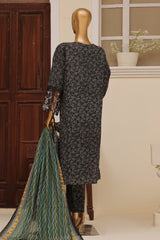 Bin Saeed Stitched 3 Piece Exclusive Emb Lawn Vol-02 Collection-SM-1581-Black