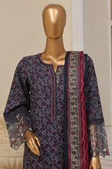 Bin Saeed Stitched 3 Piece Exclusive Emb Lawn Vol-02 Collection-SM-1582-Blue