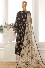 Bin Saeed Stitched 3 Piece Emb Lawn Frock Vol-02 Collection-SM-1620-Black