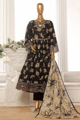 Bin Saeed Stitched 3 Piece Emb Lawn Frock Vol-02 Collection-SM-1620-Black