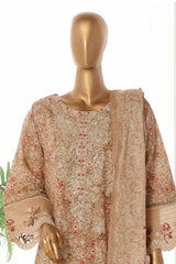 Bin Saeed Stitched 3 Piece Emb Lawn Frock Vol-02 Collection-SM-1621-Skin