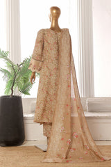 Bin Saeed Stitched 3 Piece Emb Lawn Frock Vol-02 Collection-SM-1621-Skin