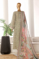 Bin Saeed Stitched 3 Piece Emb Lawn Frock Vol-02 Collection-SM-1625-Green