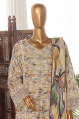 Bin Saeed Stitched 3 Piece Emb Lawn Frock Vol-02 Collection-SM-1626-Skin