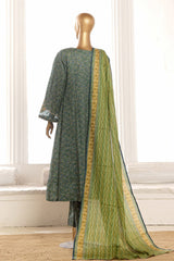 Bin Saeed Stitched 3 Piece Emb Lawn Frock Vol-02 Collection-SM-1629-Green