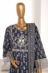 Bin Saeed Stitched 3 Piece Emb Lawn Frock Vol-02 Collection-SM-1633-Blue