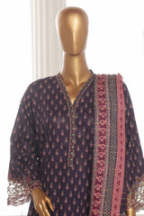 Bin Saeed Stitched 3 Piece Emb Lawn Frock Vol-03 Collection-SM-1643-Blue