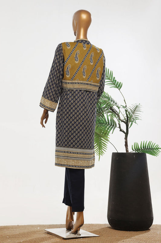 Bin Saeed Stitched 3 Piece Exclusive Emb Lawn With Coat Collection-SM-1654-Blue