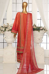 Bin Saeed Stitched 3 Piece Exclusive Printed Lawn Collection-SM-1682-Orange