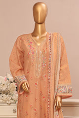 Bin Saeed Stitched 3 Piece Exclusive Emb Lawn Vol-03 Collection-SM-1684-Orange