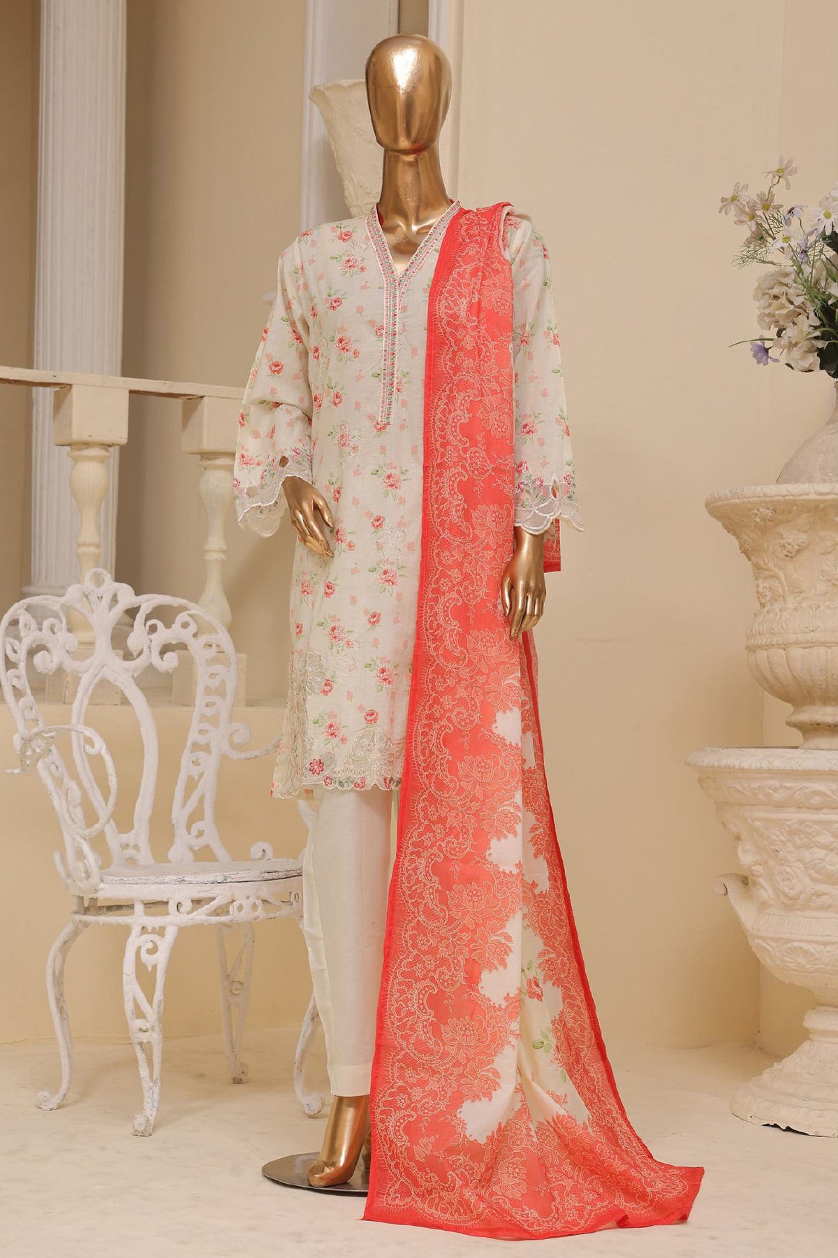 Bin Saeed Stitched 3 Piece Exclusive Emb Lawn Vol-03 Collection-SM-1685-Pista