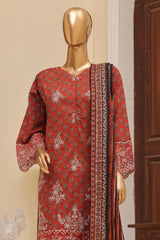 Bin Saeed Stitched 3 Piece Exclusive Emb Lawn Vol-03 Collection-SM-1687-Brown