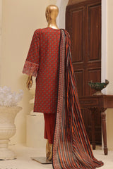 Bin Saeed Stitched 3 Piece Exclusive Emb Lawn Vol-03 Collection-SM-1687-Brown