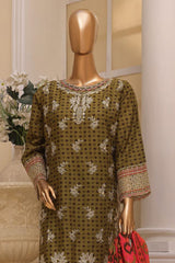 Bin Saeed Stitched 3 Piece Exclusive Emb Lawn Vol-03 Collection-SM-1689-Mehndi