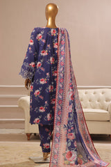 Bin Saeed Stitched 3 Piece Exclusive Emb Lawn Vol-03 Collection-SM-1690-Blue