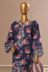 Bin Saeed Stitched 3 Piece Exclusive Emb Lawn Vol-03 Collection-SM-1690-Blue