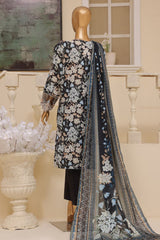 Bin Saeed Stitched 3 Piece Exclusive Emb Lawn Vol-03 Collection-SM-1691-Black