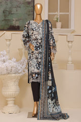 Bin Saeed Stitched 3 Piece Exclusive Emb Lawn Vol-03 Collection-SM-1691-Black