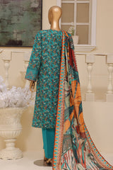 Bin Saeed Stitched 3 Piece Exclusive Emb Lawn Vol-03 Collection-SM-1692-Green