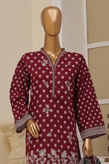 Bin Saeed Stitched 3 Piece Exclusive Emb Lawn Vol-03 Collection-SM-1693-Red