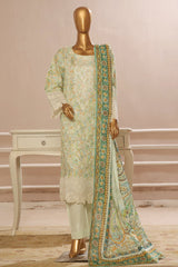 Bin Saeed Stitched 3 Piece Exclusive Emb Lawn Vol-03 Collection-SM-1695-Green