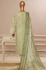 Bin Saeed Stitched 3 Piece Exclusive Emb Lawn Vol-03 Collection-SM-1695-Green