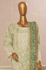 Bin Saeed Stitched 3 Piece Exclusive Emb Lawn Vol-03 Collection-SM-1695-Green