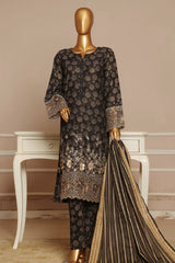 Bin Saeed Stitched 3 Piece Exclusive Emb Lawn Vol-03 Collection-SM-1698-Black