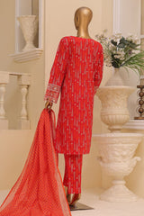 Bin Saeed Stitched 3 Piece Exclusive Emb Lawn Vol-03 Collection-SM-1700-Red