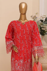 Bin Saeed Stitched 3 Piece Exclusive Emb Lawn Vol-03 Collection-SM-1700-Red