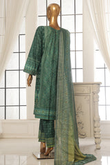 Bin Saeed Stitched 3 Piece Exc Printed Lawn Vol-02 Collection-SM-1711-Green