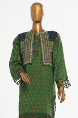 Bin Saeed Stitched 3 Piece Exclusive Emb Lawn With Coat Vol-02 Collection-SM-1734-Green