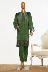 Bin Saeed Stitched 3 Piece Exclusive Emb Lawn With Coat Vol-02 Collection-SM-1734-Green