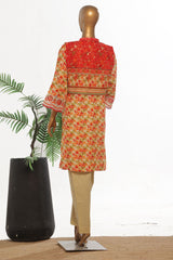 Bin Saeed Stitched 3 Piece Exclusive Emb Lawn With Coat Vol-02 Collection-SM-1735-Orange