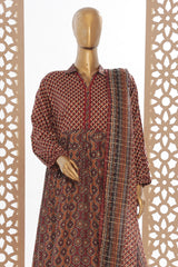 Bin Saeed Stitched 3 Piece Peplum Exclusive Printed Lawn Frock Collection-SM-1739-Maroon