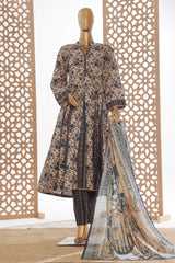 Bin Saeed Stitched 3 Piece Peplum Exclusive Printed Lawn Frock Collection-SM-1747-White