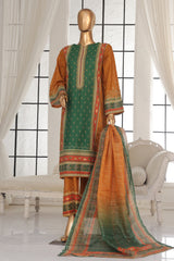 Bin Saeed Stitched 3 Piece Exc Printed Lawn Vol-02 Collection-SM-1755-Green