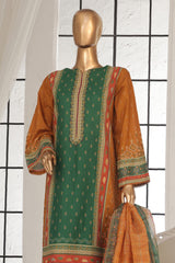 Bin Saeed Stitched 3 Piece Exc Printed Lawn Vol-02 Collection-SM-1755-Green
